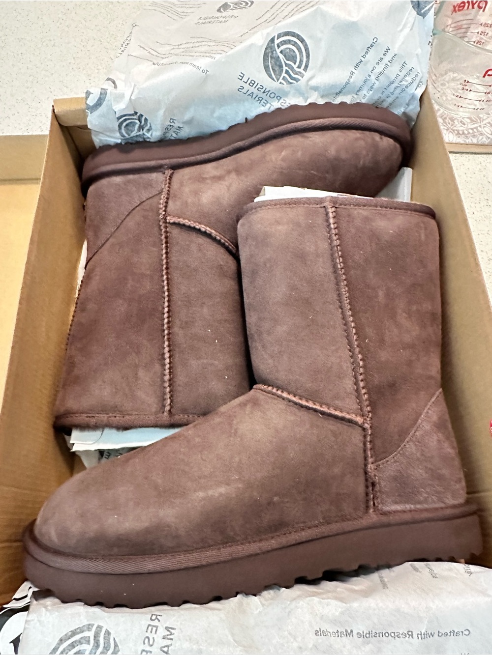UGG Brown Suede Classic Short Boots